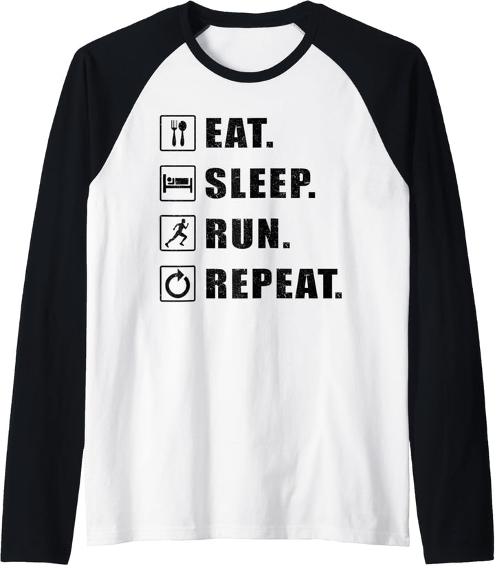 Eat Sleep Run Repeat - Marathonläufer Raglan