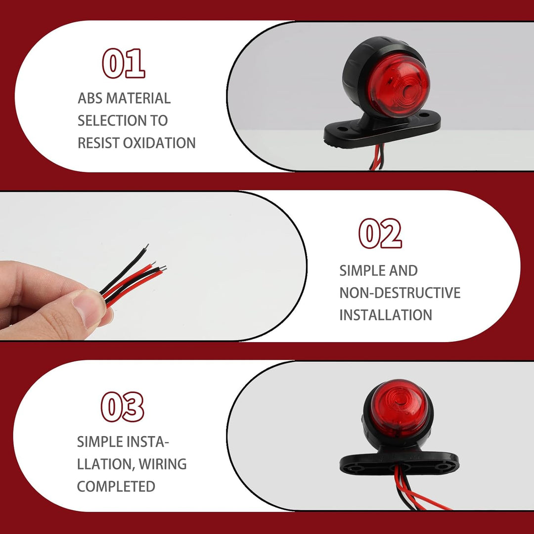 LED Seitenmarkierungsleuchten, Set mit 4 Seitenmarkierungsleuchten, rot, weiss, 12 V, 24 V, grosse L