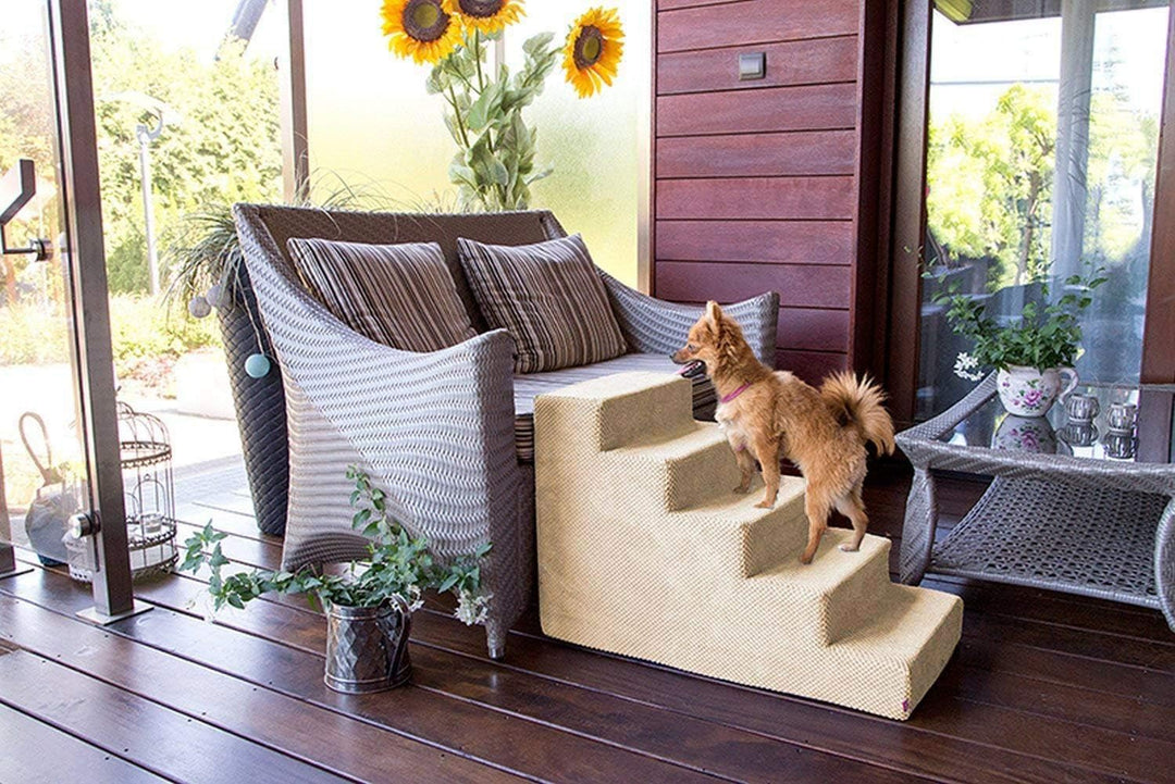 Hundetreppe 50 cm hoch | Katzentreppe Haustiertreppe | 5 Stufen | Hunde Katzen Haustier | für Bett u