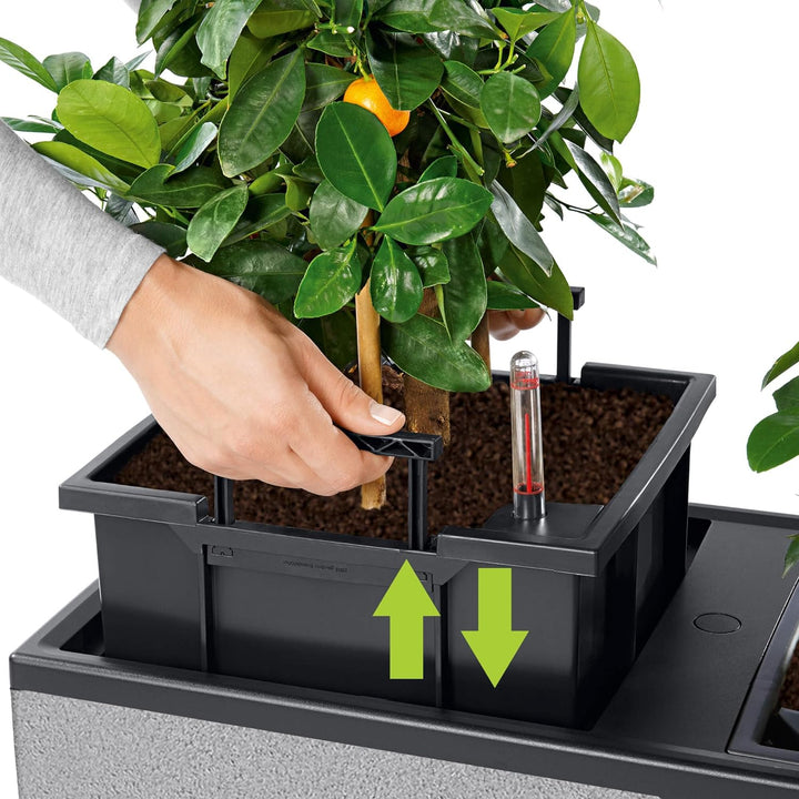 LECHUZA TRIO Stone 40 graphitschwarz 15056 129.5x42x44 cm Graphitschwarz, 129.5x42x44 cm Graphitschw