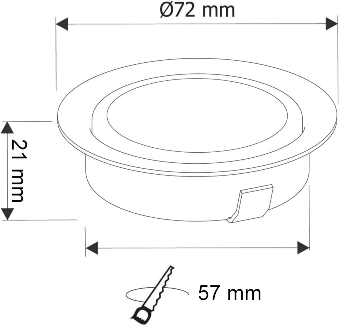 HAVA 5er Pack, Vollmetall Einbaustrahler G4 12V, Glasabdeckung, Einbau 60mm