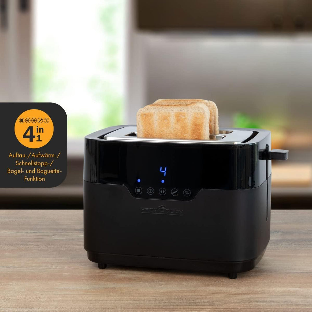 ProfiCook Toaster 2 Scheiben mit Brötchen Aufsatz und extra breitem Toast-Schlitz, Auftaufunktion, 7
