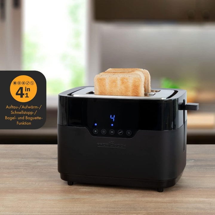 ProfiCook Toaster 2 Scheiben mit Brötchen Aufsatz und extra breitem Toast-Schlitz, Auftaufunktion, 7