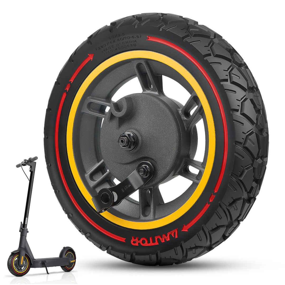 für Ninebot MAX G30 Vorderrad Komplettrad mit 60/70-6.5 Reifen Vollgummi, All-in-One 10x2.50-6.5 Vol