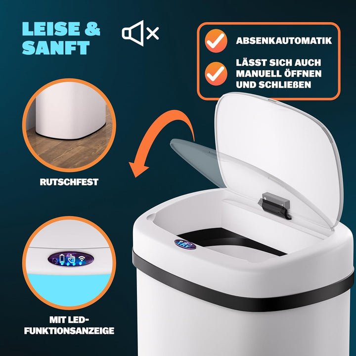 Monzana® Sensor Mülleimer Küche 58 L Automatik mit Bewegungssensor Soft-Close-Deckel Wasserdicht USB