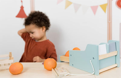 Kindsgut Spielkasse aus Holz für Kinder, Kaufladen Zubehör in dezenten Farben und schlichtem Design,