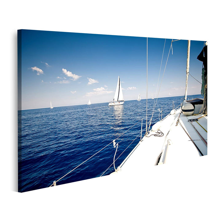 islandburner Bild auf Leinwand Segelschiff Yacht Mit Weissen Segeln Auf Offenem Meer Luxusboot 10A B