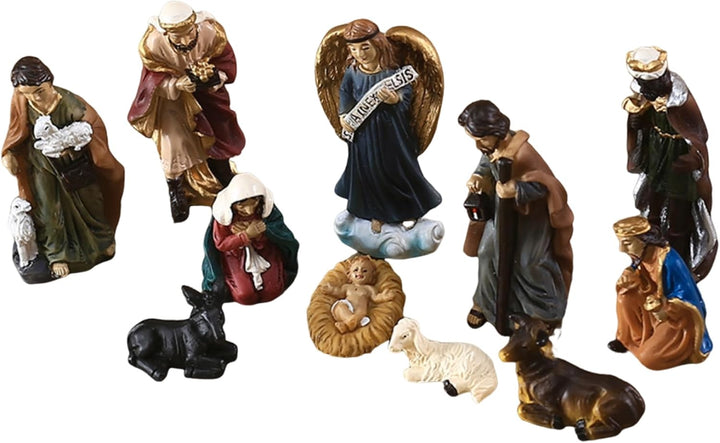 Gcroet Weihnachtsgeburt setzt mit Figuren Harz Krippe Szene Weihnachtsverzierung Lebendige realistis