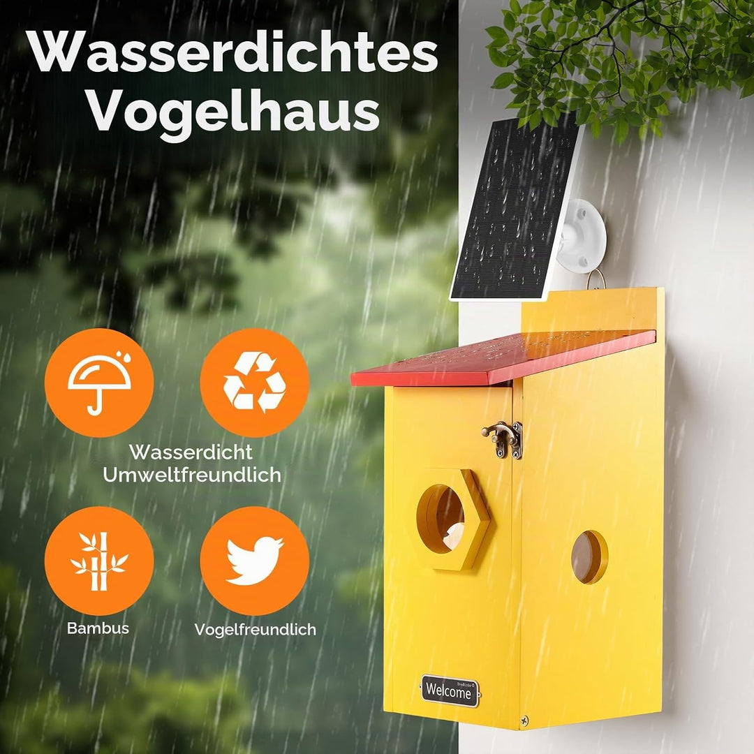 Vogelhaus mit 5MP Kamera Solar WLAN, Bunte Nistkasten zum Aufhängen für Wetterfest, 2,4G WiFi &amp; App
