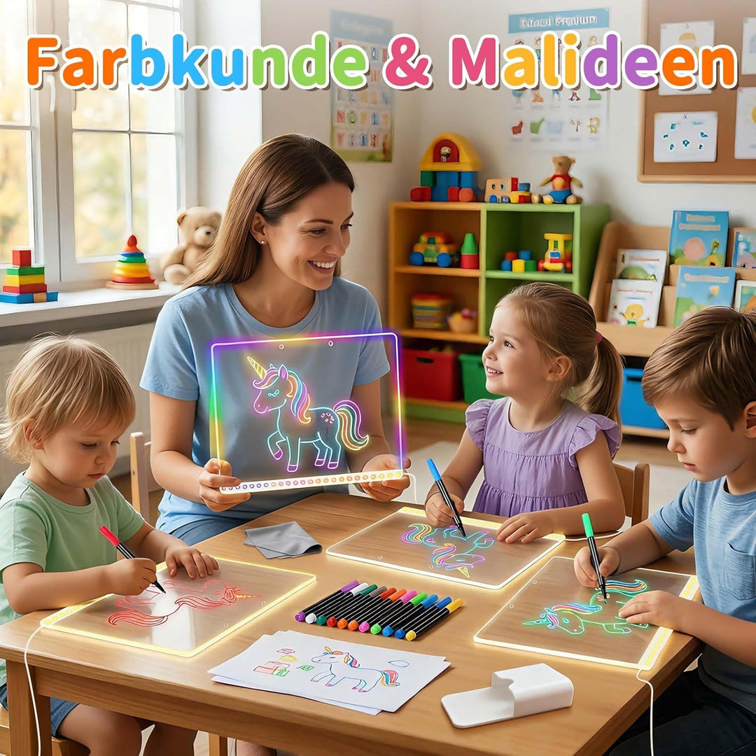 LED-Zeichenbrett mit 8 Farben und 6 Lichteffekten, LED-Notiztafel mit unsichtbarem Ständer, beleucht