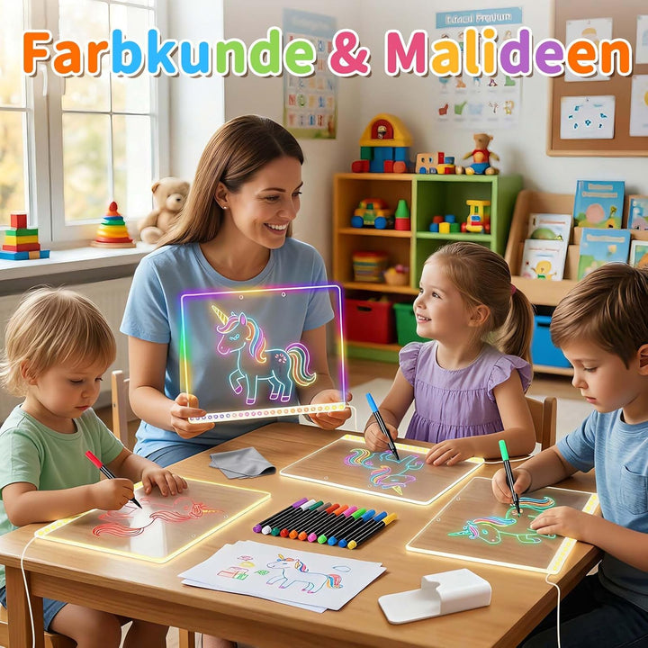 Led Zeichenbrett, Leuchtendes Led Zeichenbrett für Kinder mit 8 Farben & 6 Modi, 35x25cm Acryl Schre