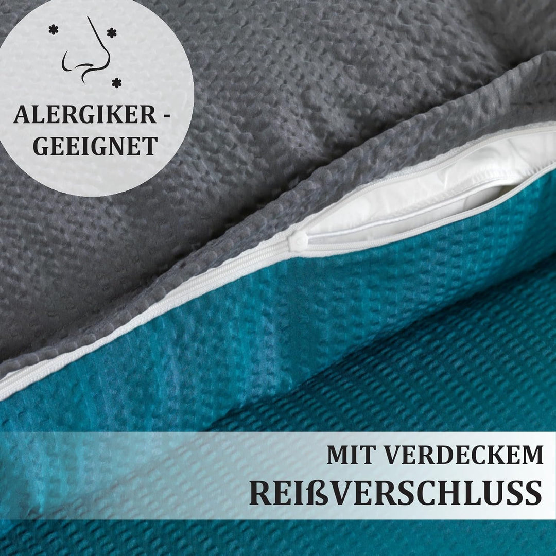 Kuscheli 4 teilig Dreamhome Uni fein Seersucker Wende Bettwäsche Bettbezug für Bettdecke Kissenbezug