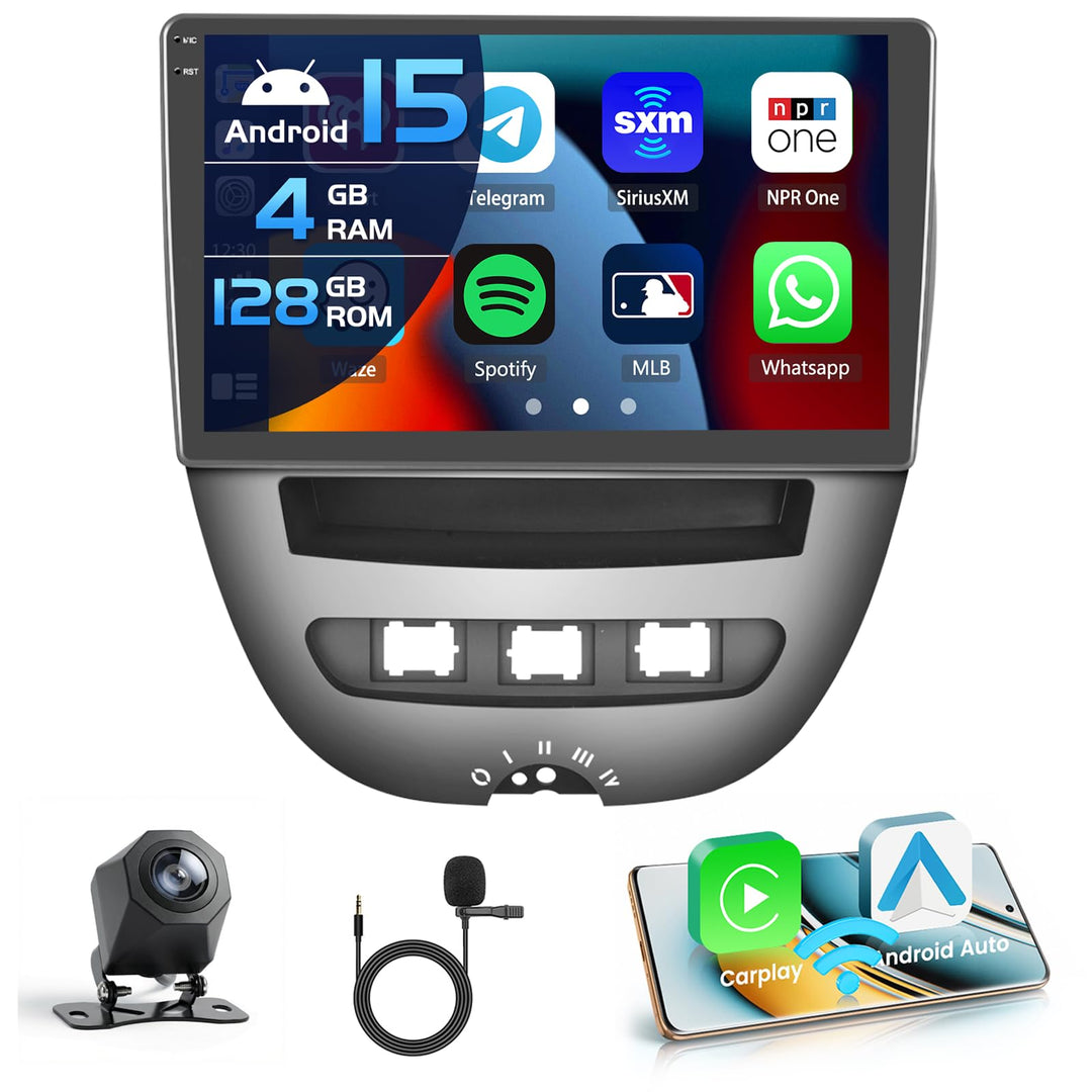 Inefala 4+128G Autoradio für Toyota Aygo/Peugeot 107/Citroen C1 2005-2014 Android 15 mit 10&