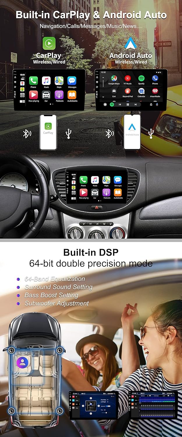 SXAUTO - 6G+128G - Android 12 IPS Autoradio für Hyundai I10 (2007-2013) - Eingebaut Carplay/Android