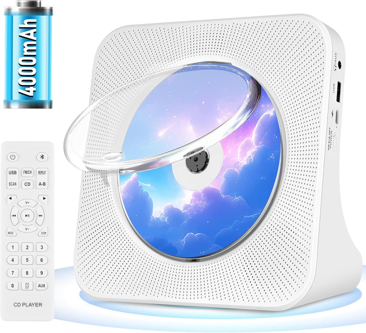 Wiederaufladbarer CD-Player Tragbare, Bluetooth CD-Player mit USB, AUX, FM Radio CD Player mit Gutem