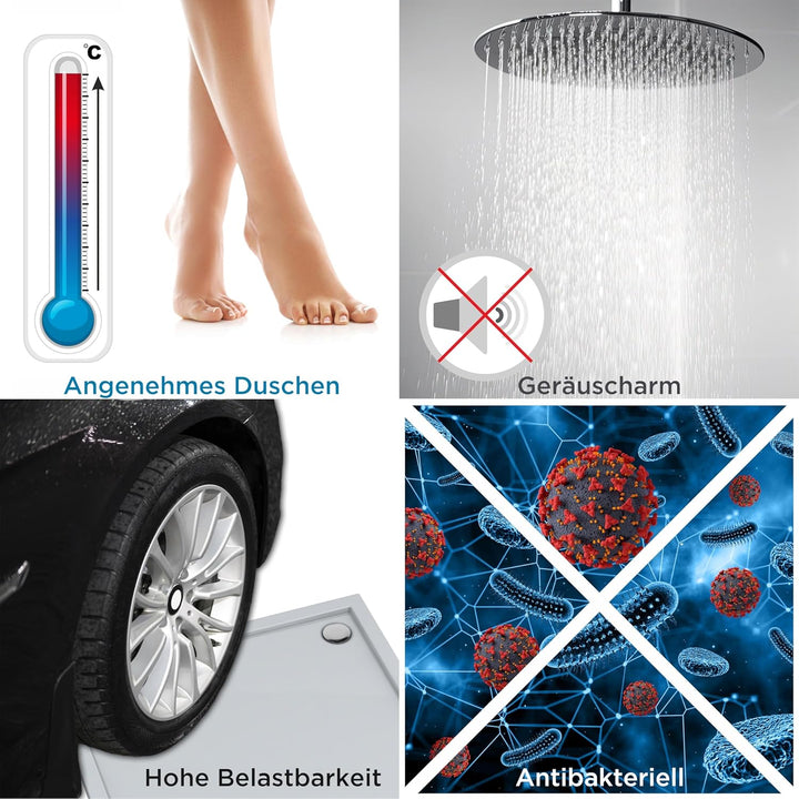 AQUABAD Duschwanne/Duschtasse Villa mit LeakProtect Technologie Smooth White 90x120cm Rechteck 90 x