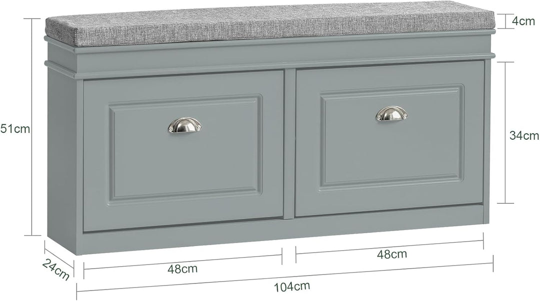 SoBuy Schuhbank mit Sitzfläche Sitzbank mit Stauraum und 2 Klappen, schmaler Schuhschrank mit Sitzba