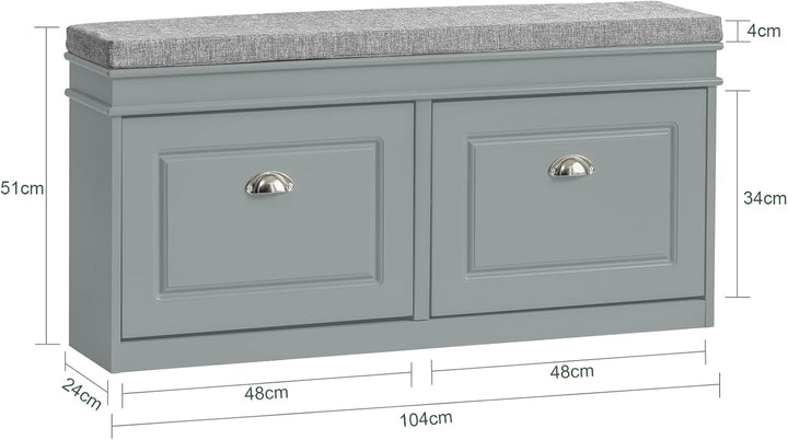 SoBuy Schuhbank mit Sitzfläche Sitzbank mit Stauraum und 2 Klappen, schmaler Schuhschrank mit Sitzba