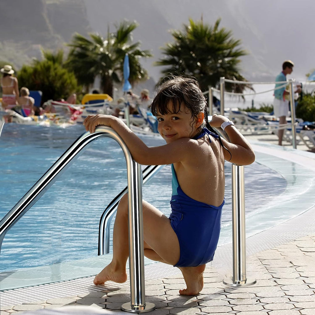 LIFEZEAL Poolleiter mit 3 Stufen aus Edelstahl, Pooltreppe rutschfest, Schwimmbadleiter mit Geschwun