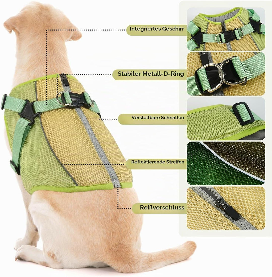 Kühlendes Hundegeschirr, Hundekühlung Sonneschutz Jacke Kühlweste-Der Hitzeschutz für Deinen Hund, S
