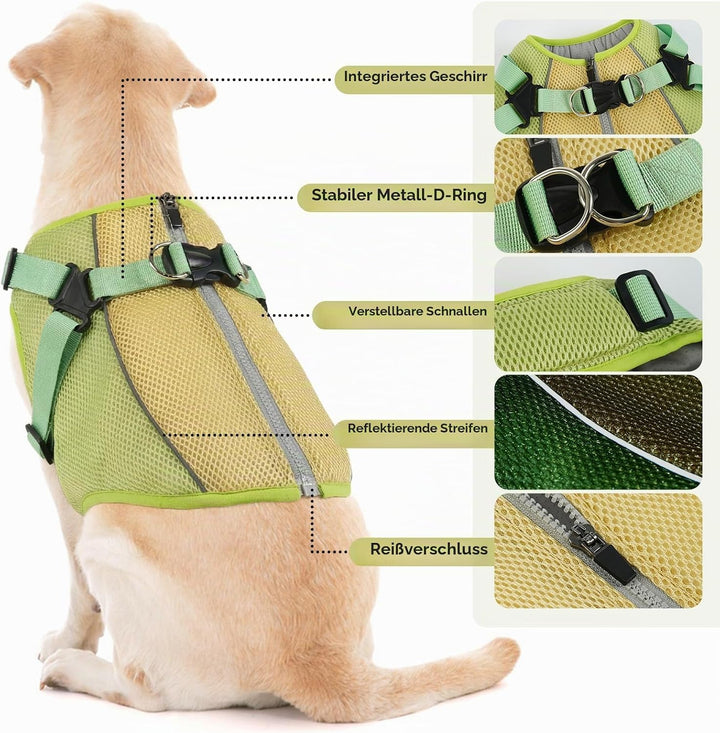 Kühlendes Hundegeschirr, Hundekühlung Sonneschutz Jacke Kühlweste-Der Hitzeschutz für Deinen Hund, S