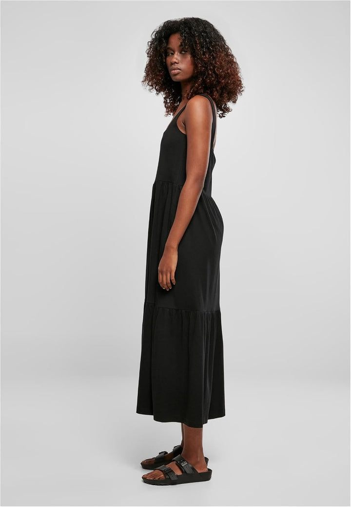 Urban Classics Damen Kleid mit breiten Trägern und Volant Einsätzen, Frauen Sommerkleid in 4 Farben