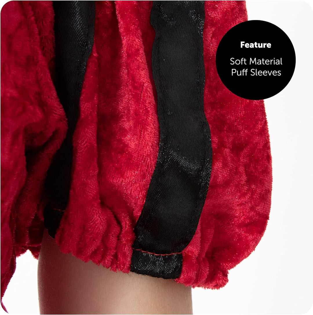Damen Kostüm Königin der Herzen – X-Large – langes rotes & schwarzes Kleid mit Herzen Dekoration – D