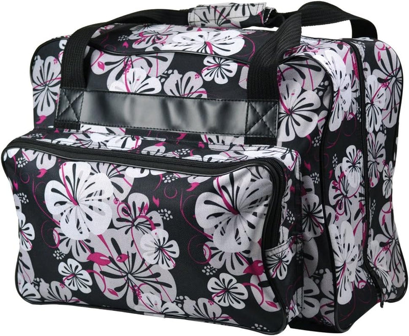 Janome 002Toteblack Tragetasche, Segeltuch, Klettverschluss, Schwarz, floral, Schwarz, Floral