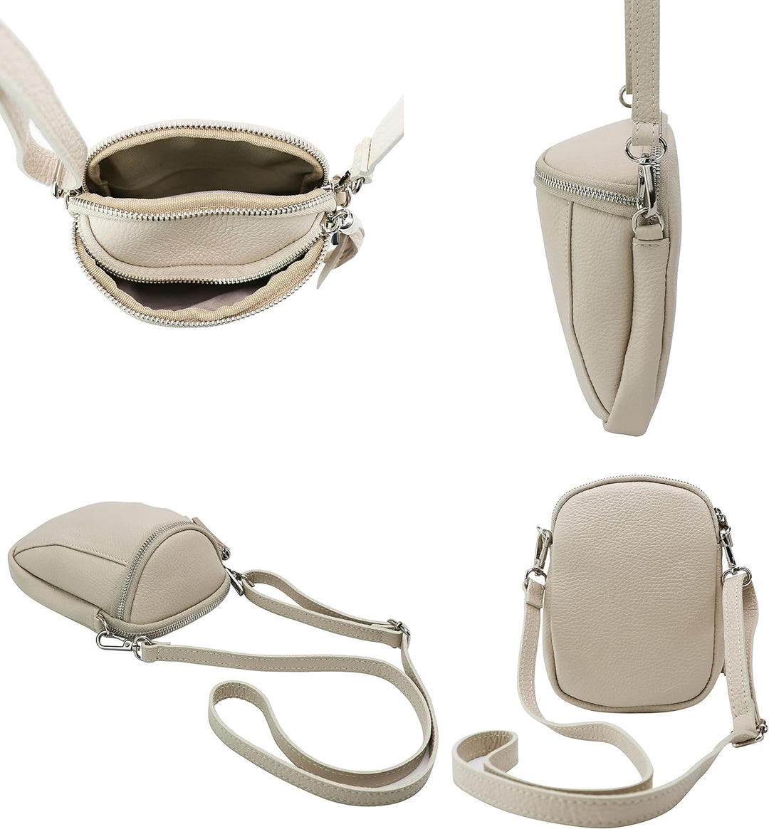 SH Leder Damen Handytasche Umhängetasche Geldbörse Multifunktion Beutel Schultertasche aus Echtleder