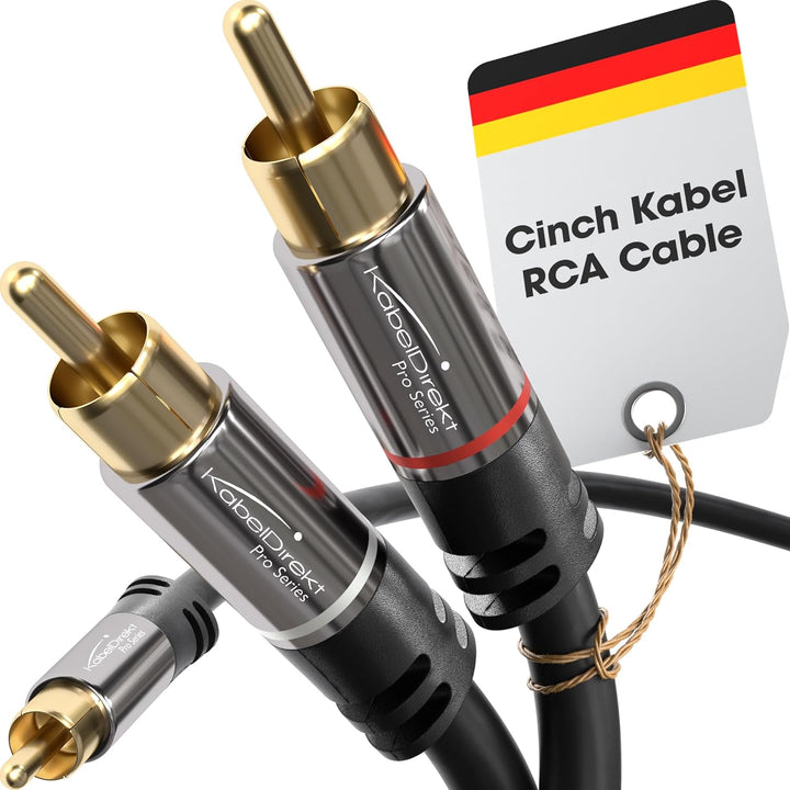 KabelDirekt – 5 m – Cinch-Y-Kabel, 1 Cinch auf 2 Cinch, Stereo-Audiokabel (Koax-Kabel, RCA-Stecker/S