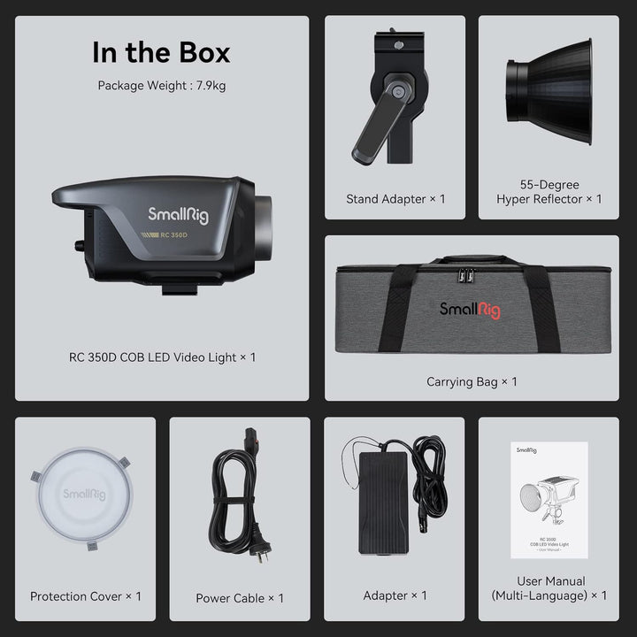 SMALLRIG RC 350D 350W COB LED Video Light, Daylight 149,000 Lux bei 1m CRI 95+ TLCI 96+ 5600K Studio