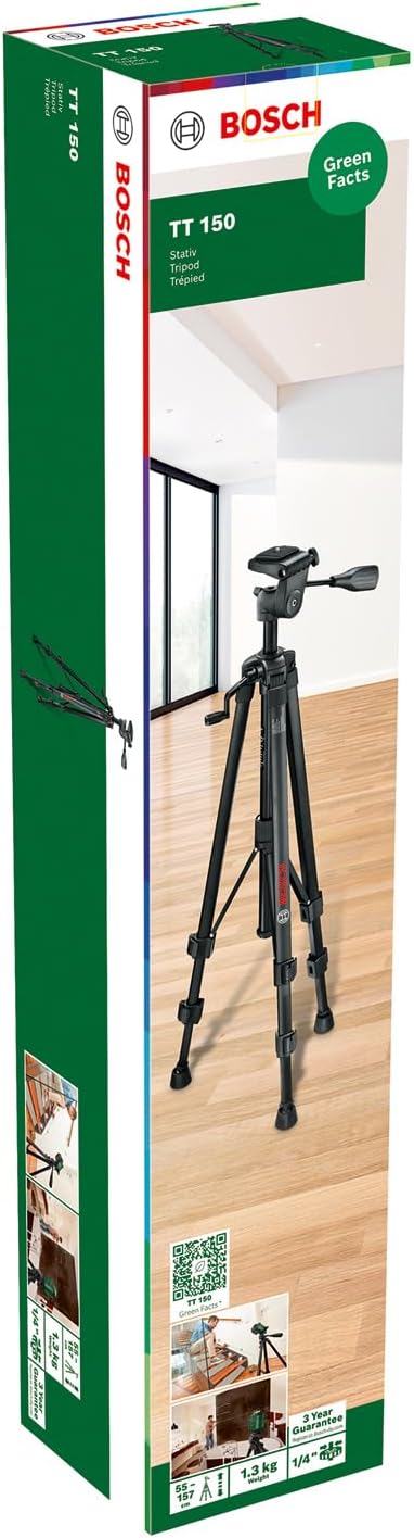 Bosch Premium-Stativ TT 150 (höhenverstellbar von 55-157 cm für schnelle und flexible Positionierung
