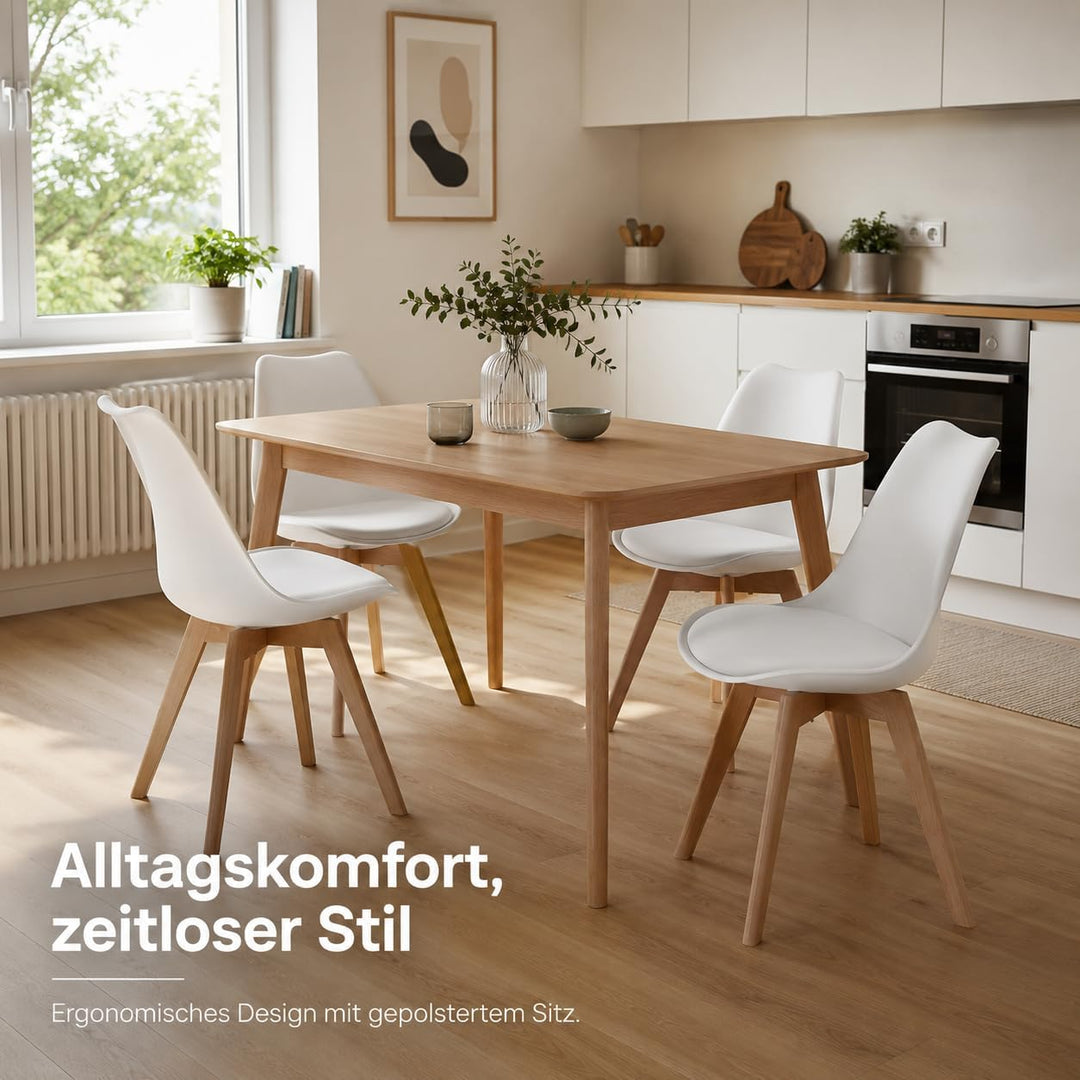 EGGREE 4er Set Esszimmerstühle mit Massivholz Buche Bein SGS Geprüfter, Retro Design Gepolsterter St
