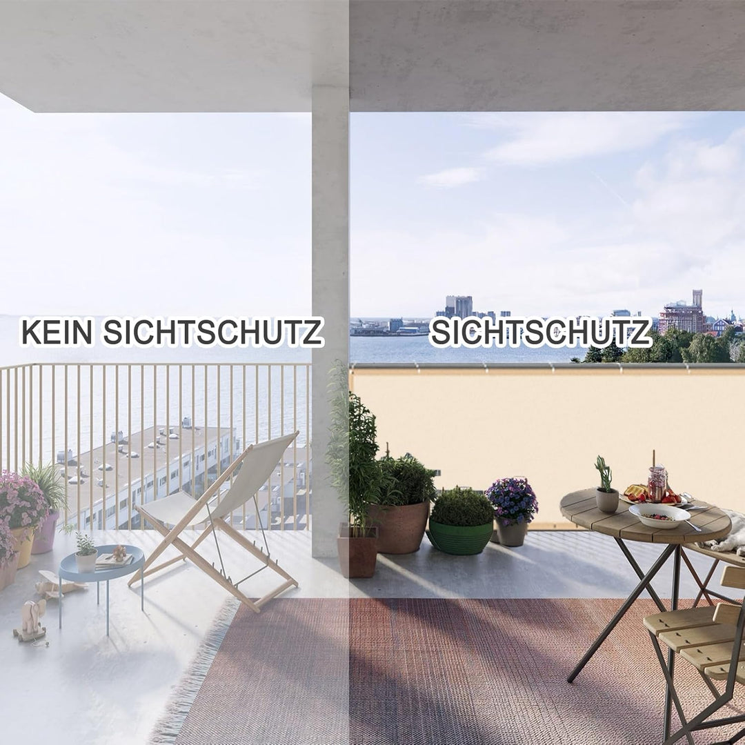 LOVE STORY Balkon Sichtschutz Wetterfest 70x800cm PES Balkonabdeckung, Windschutz und UV-Schutz mit