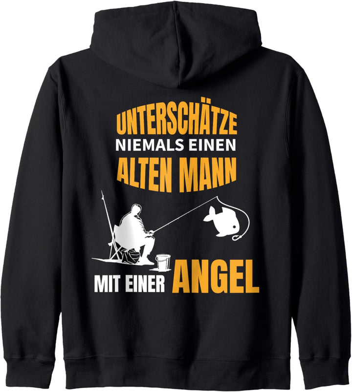 Spruch Unterschätze niemals einen alten Mann mit einer Angel Kapuzenjacke