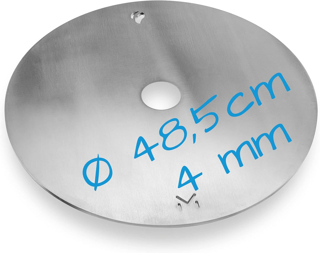 mocisa Grillplatte Feuerplatte Ø48,5 cm für Fassgrill | Kugelgrill | Raketenofen | Stahl blank 4mm |