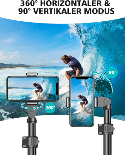 CIRYCASE 142cm Handy Stativ, Erweiterbarer All-in-One Selfie Stick Stativ mit Bluetooth Fernbedienun