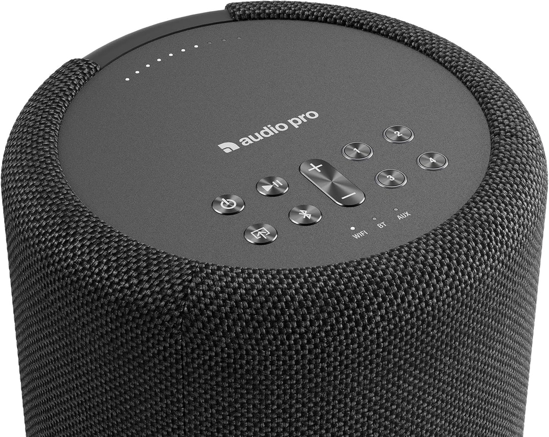 Audio Pro A10 MkII W Wireless Multiroom Lautsprecher, Schwarz/Dunkelgrau/Hellgrau, Bluetooth 5.0, WL
