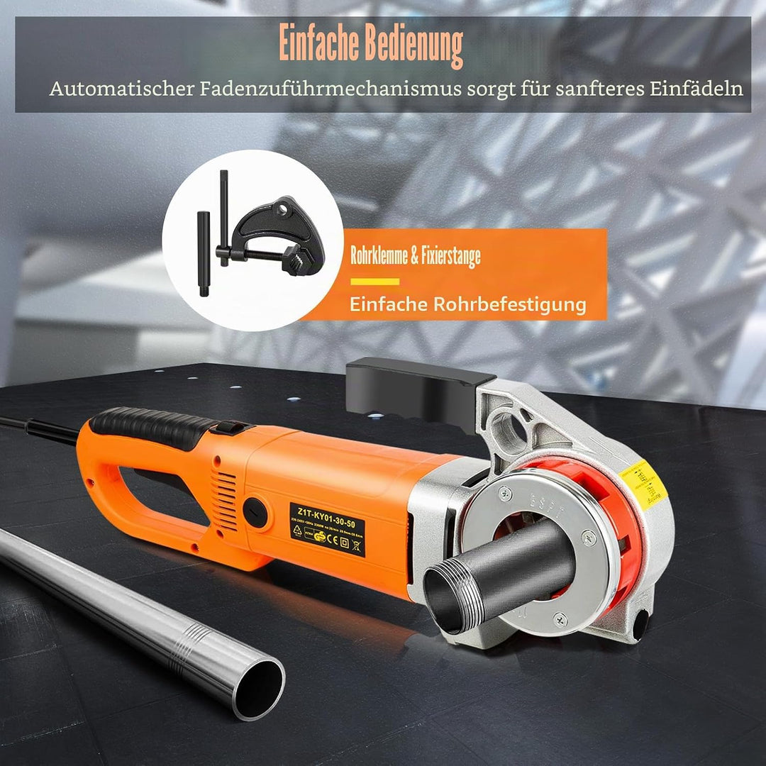 Elektrische Gewindeschneidmaschine 2300W Rohreinfädler mit 6 Matrizen (1/2", 3/4", 1", 1-1/4", 1-1/2