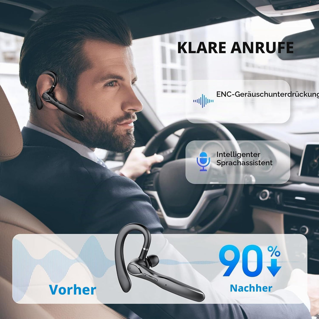 FAMOO Bluetooth Headset, Kabelloses Headset mit Noise Cancelling Mikrofon CVC8.0, Bluetooth V5.3 Kop