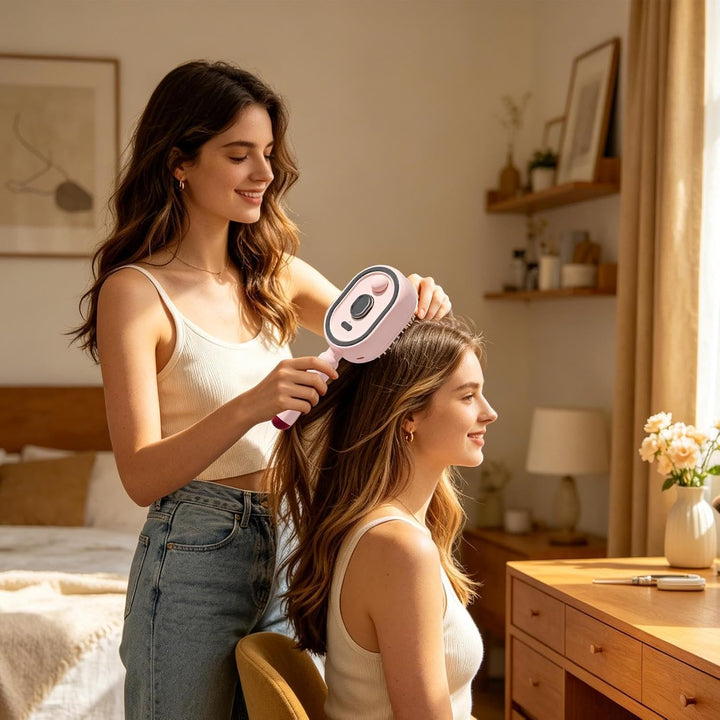 Dampf-Haarbürste für die Haare | Wiederaufladbarer Kamm mit Rotlicht und Luftkissenfunktion | Anti-F