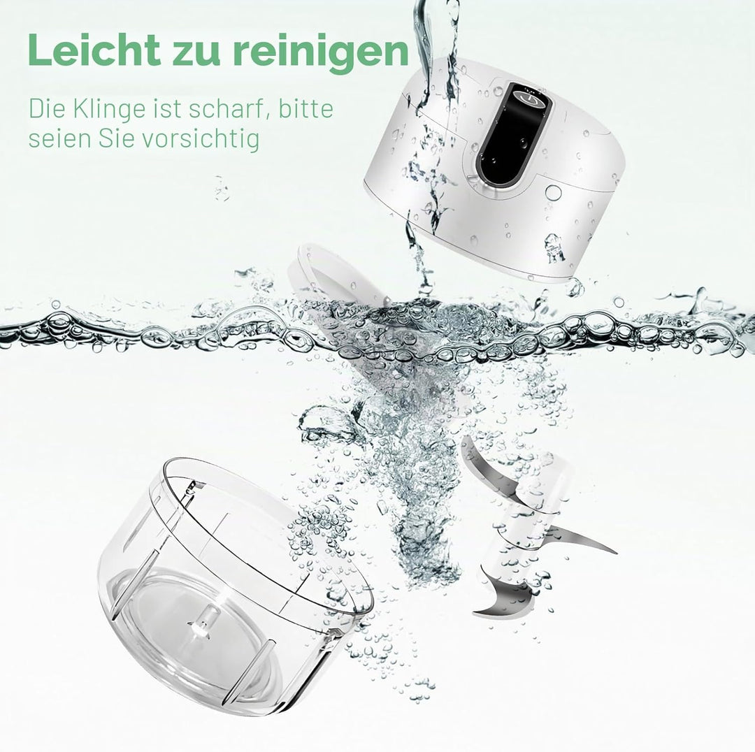 Zwiebel Zerkleinerer Elektrisch, 250ml Mini Zwiebelschneider Elektrisch Knoblauchschneider mit 3 Ede