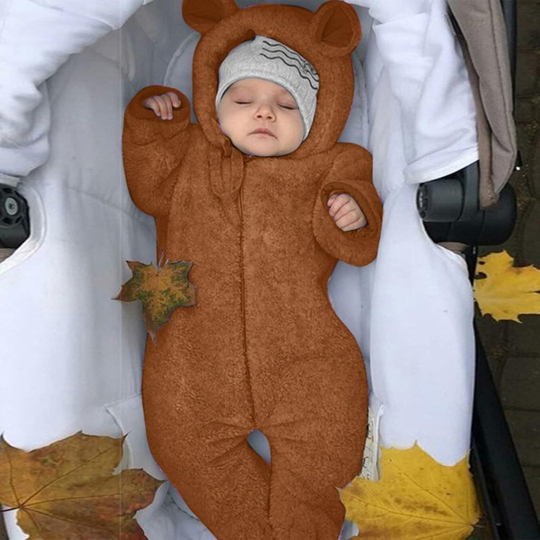 Ohrenfüssiger Säuglingsoverall mit Kapuze Mädchen Babymantel Strampler Jungen Fleece Jungen Strample