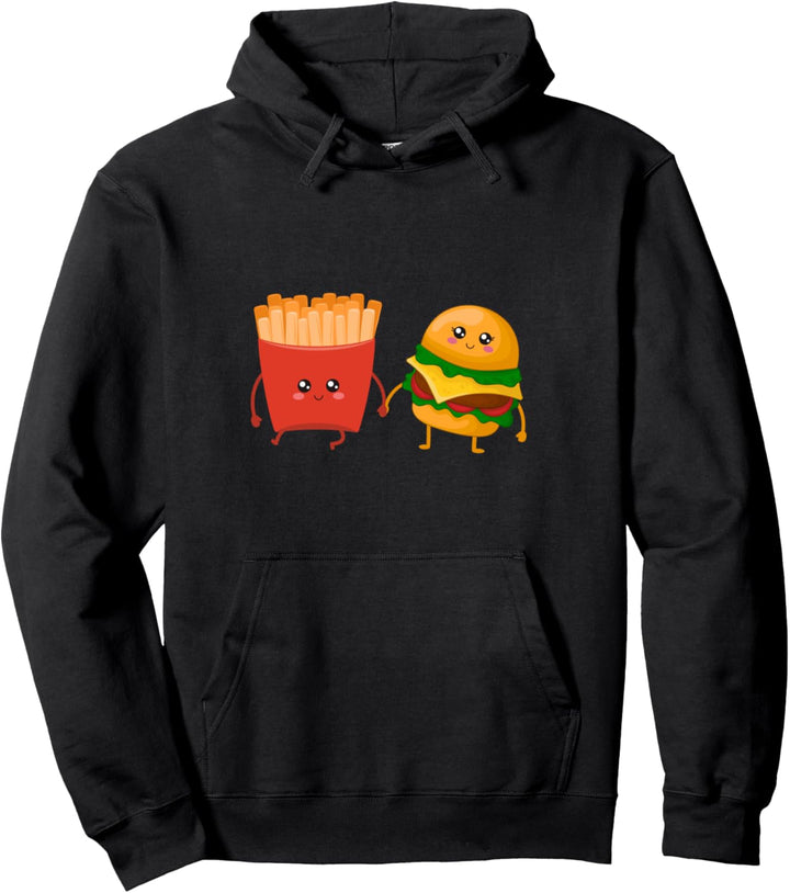 Pommes und Hamburger Paar Pullover Hoodie