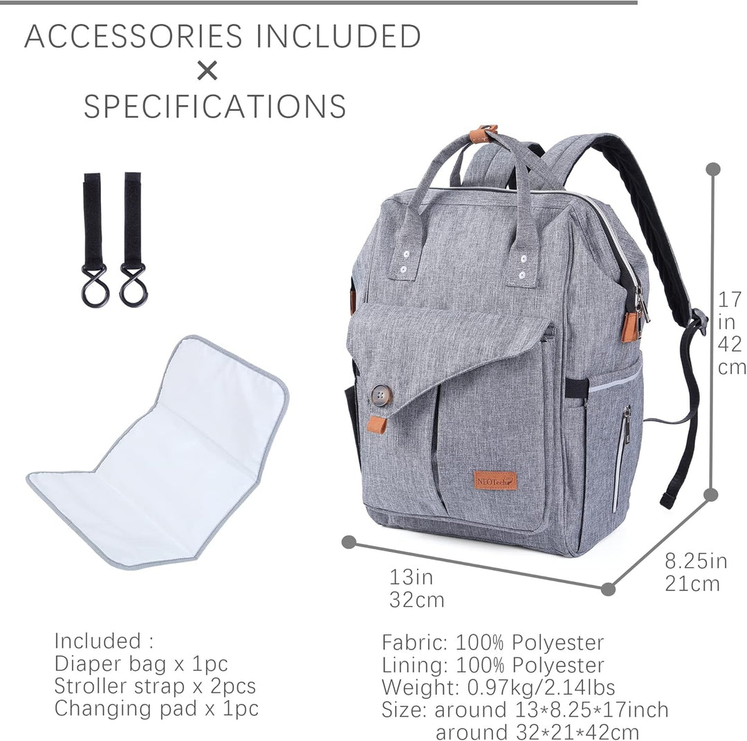 NEOtech Care Wickeltasche Rucksack für Baby Mädchen/Junge, breite Öffnung, Multifunktions-Organisati