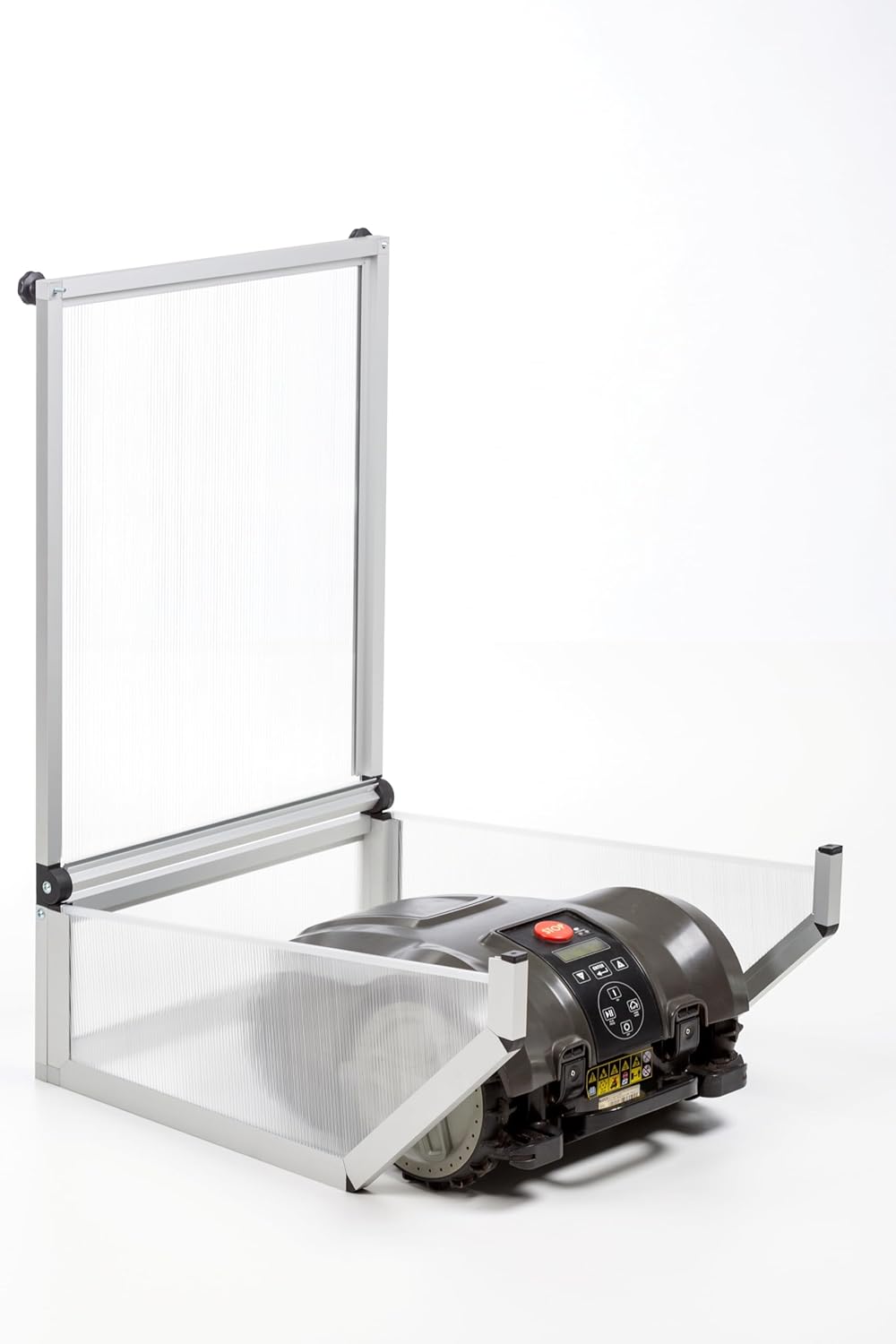 PreGaRo® Mährobotergarage mit klappbarem Dach. Masse innen 70x49x25x33 (LxBxHh+Hv) PG357P Polycarbon