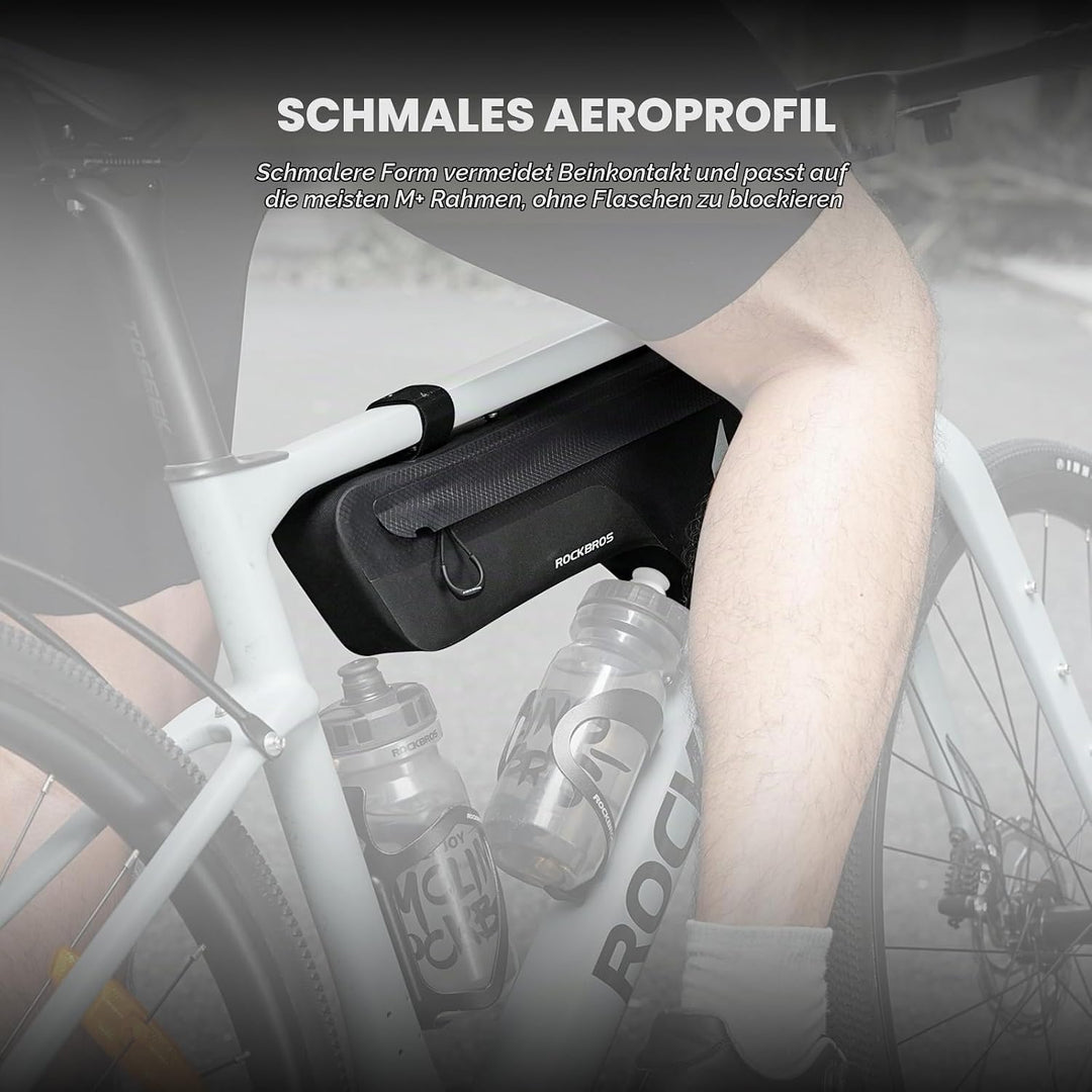 ROCKBROS Fahrrad Rahmentasche Unterrohr 100% Wasserdicht, Schlankes Design Oberrohrtasche mit PP Stü