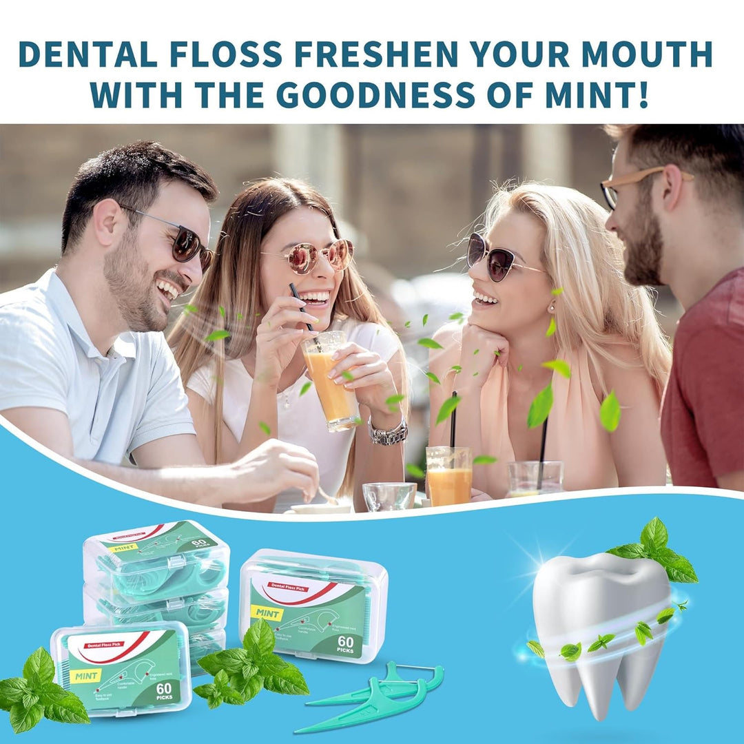 Zahnseide 300 Stk. Zahnseide Sticks Minze Zahnseide Zahnstocher mit Geschmack Mint Kunststoff Dental