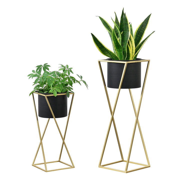 [en.casa] Pflanzständer im 2er Set Blumenständer aus Metall Blumentopf Ständer mit Übertopf Blumento