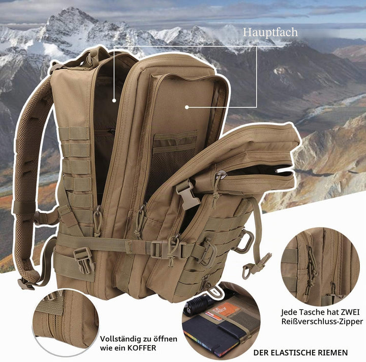 Hannibal Tactical 40L Militär Taktischer Rucksack US Cooper Rucksack Armee Assault Pack 3 Tage Bug O